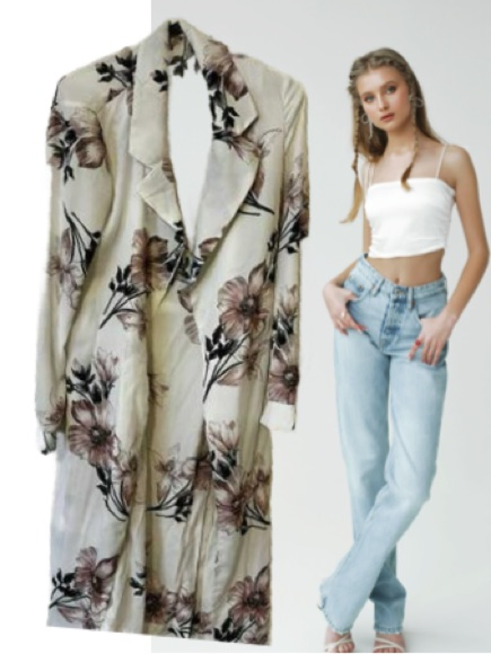 BLACK Tape Floral Robe - Blush Floral NWT’s Size L